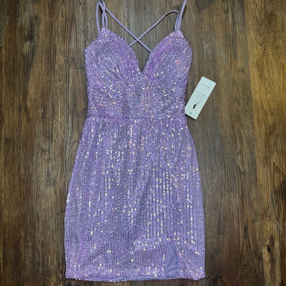 Elegant Purple Sequin Mini Dress